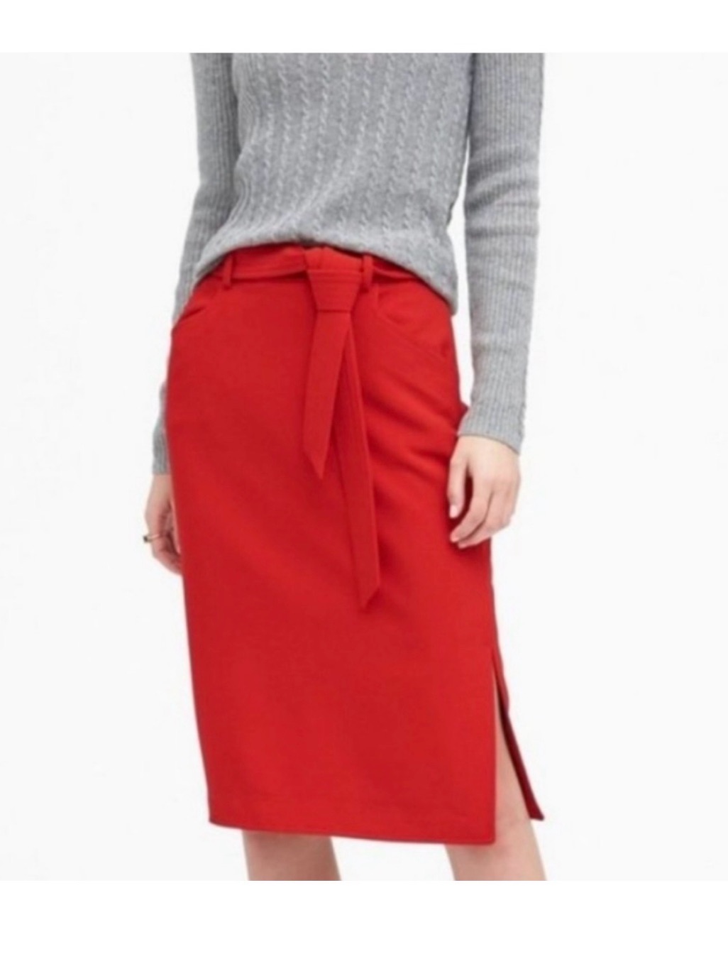Banana Republic Red Tie-Waist Pencil Skirt 8